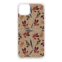 Leaves Pattern Teal Seamless Fall Iphone 14 Plus Tpu Uv Print Case by Posterlux