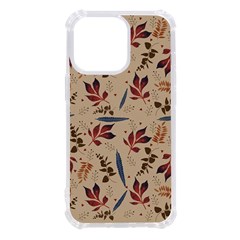 Leaves Pattern Teal Seamless Fall Iphone 13 Pro Tpu Uv Print Case