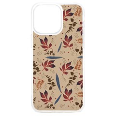 Leaves Pattern Teal Seamless Fall Iphone 15 Plus Tpu Uv Print Case