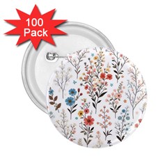 Flowers Design Floral 2 25  Buttons (100 Pack) 