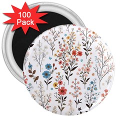 Flowers Design Floral 3  Magnets (100 Pack)