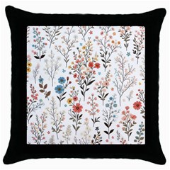 Flowers Design Floral Throw Pillow Case (black)