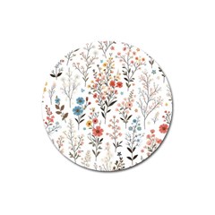 Flowers Design Floral Magnet 3  (round)