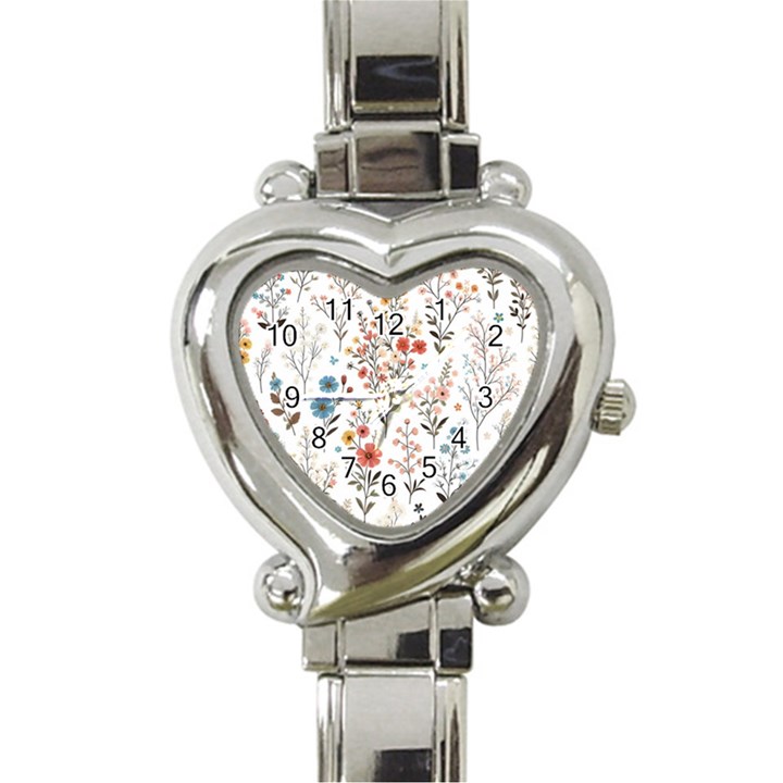 Flowers Design Floral Heart Italian Charm Watch