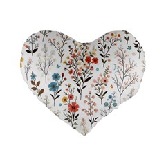 Flowers Design Floral Standard 16  Premium Heart Shape Cushions