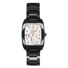 Flowers Design Floral Stainless Steel Barrel Watch