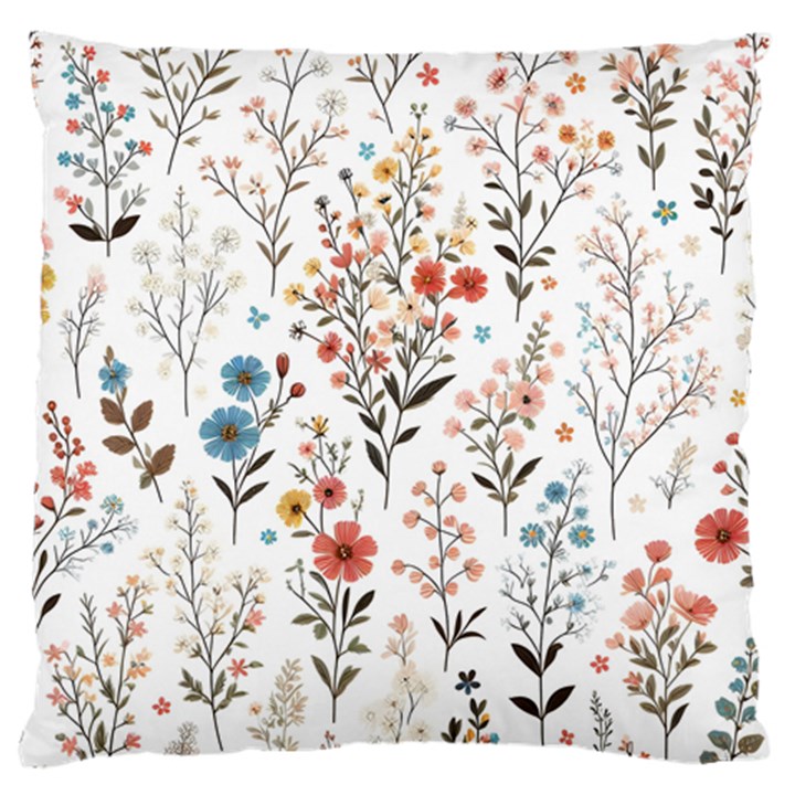 Flowers Design Floral Standard Premium Plush Fleece Cushion Case (Two Sides)