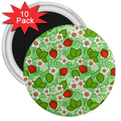 Strawberries Pattern Seamless 3  Magnets (10 Pack) 