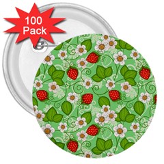 Strawberries Pattern Seamless 3  Buttons (100 Pack) 