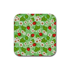 Strawberries Pattern Seamless Rubber Coaster (square)