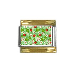 Strawberries Pattern Seamless Gold Trim Italian Charm (9mm)