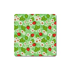 Strawberries Pattern Seamless Square Magnet