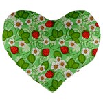 Strawberries Pattern Seamless Large 19  Premium Heart Shape Cushions Front