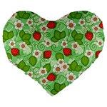 Strawberries Pattern Seamless Large 19  Premium Heart Shape Cushions Back