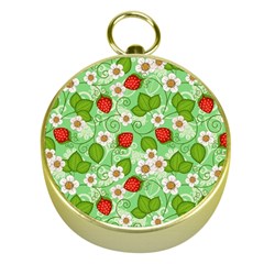 Strawberries Pattern Seamless Gold Compasses