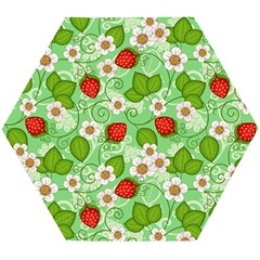 Strawberries Pattern Seamless Wooden Puzzle Hexagon