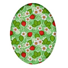 Strawberries Pattern Seamless Oval Glass Fridge Magnet (4 Pack) by Posterlux