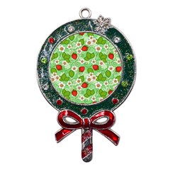 Strawberries Pattern Seamless Metal X mas Lollipop With Crystal Ornament