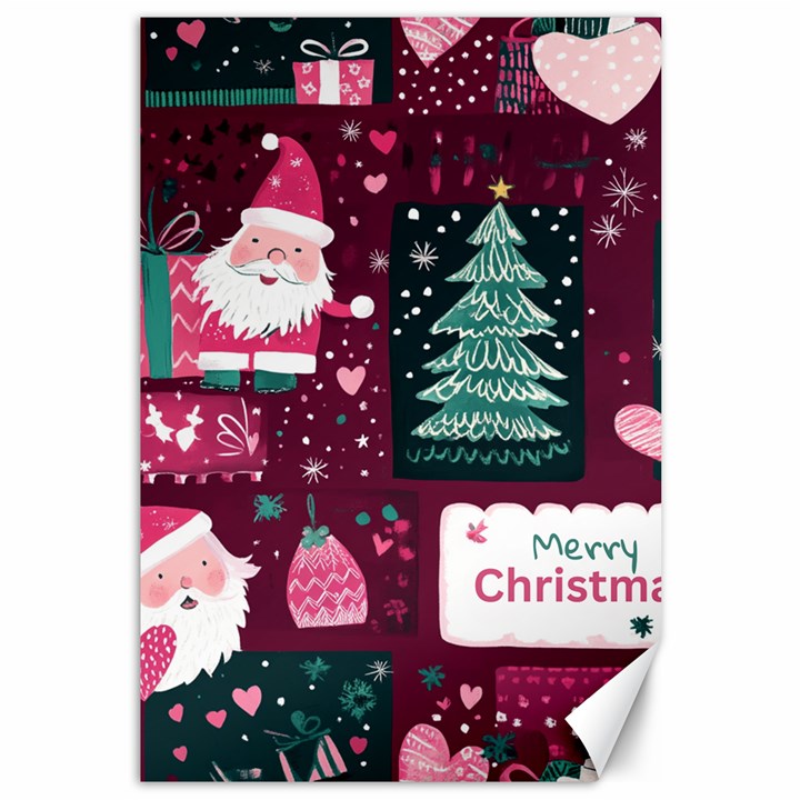 Christmas Santa Claus Canvas 12  x 18 