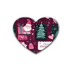 Christmas Santa Claus Rubber Coaster (heart)