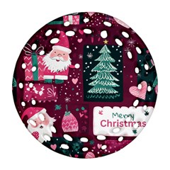 Christmas Santa Claus Round Filigree Ornament (two Sides)