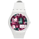 Christmas Santa Claus Round Plastic Sport Watch (M) Front