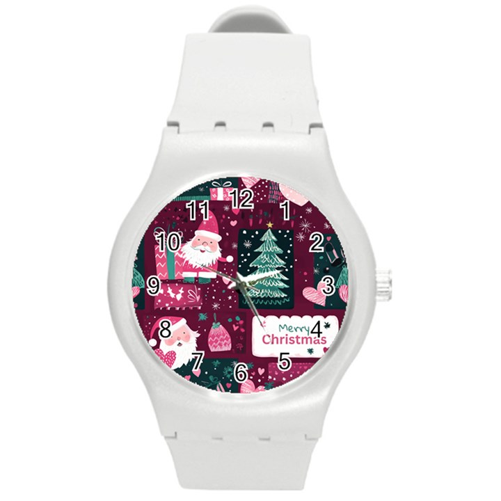 Christmas Santa Claus Round Plastic Sport Watch (M)