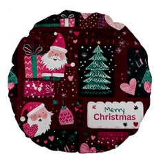 Christmas Santa Claus Large 18  Premium Flano Round Cushions