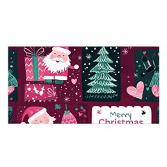 Christmas Santa Claus Satin Shawl 45  X 80 