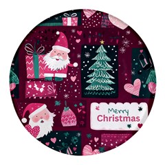 Christmas Santa Claus Round Glass Fridge Magnet (4 Pack)