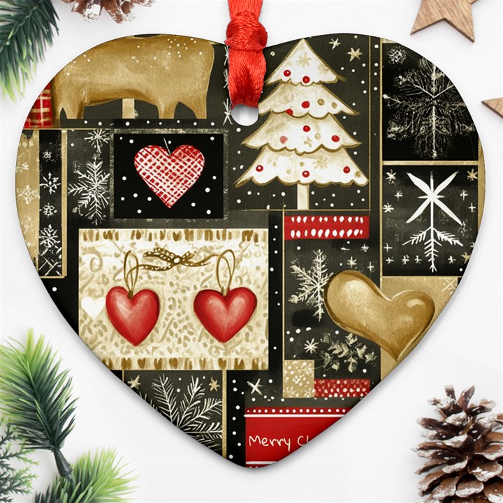 Christmas Reindeer Ornament (Heart)