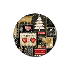 Christmas Reindeer Rubber Round Coaster (4 Pack)