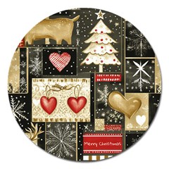 Christmas Reindeer Magnet 5  (round)