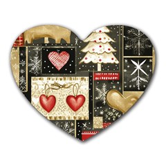 Christmas Reindeer Heart Mousepad by Posterlux