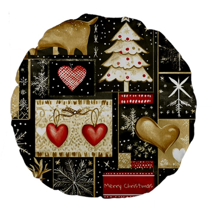 Christmas Reindeer Large 18  Premium Round Cushions