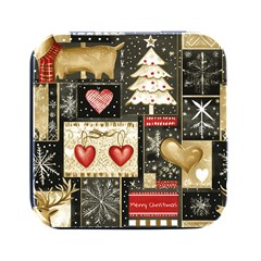 Christmas Reindeer Square Metal Box (black)