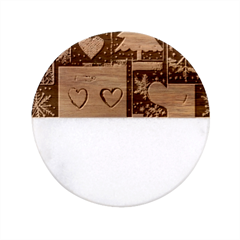 Christmas Reindeer Classic Marble Wood Coaster (round) 