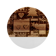 Christmas Reindeer Marble Wood Coaster (round)