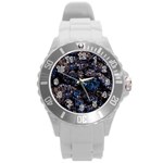 Rocky Lake Reflection  Round Plastic Sport Watch (L) Front