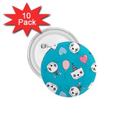 Birtay Cats Bunnies, Koteto 1 75  Buttons (10 Pack)