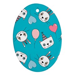 Birtay Cats Bunnies, Koteto Oval Ornament (two Sides)