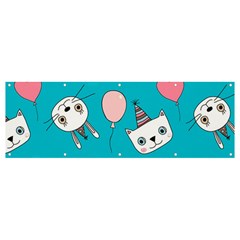 Birtay Cats Bunnies, Koteto Banner And Sign 12  X 4  by kyorashop23