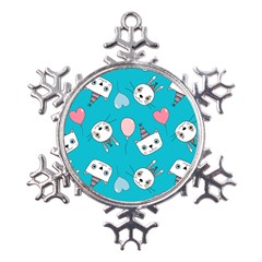 Birtay Cats Bunnies, Koteto Metal Large Snowflake Ornament by kyorashop23