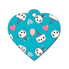 Birtay Cats Bunnies, Koteto Dog Tag Heart (two Sides)