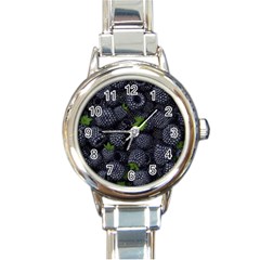 Blackberry Fruit, Fruit Round Italian Charm Watch