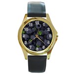 Blackberry Fruit, Fruit Round Gold Metal Watch Front