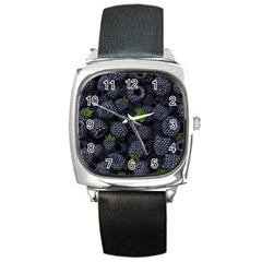 Blackberry Fruit, Fruit Square Metal Watch