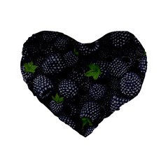 Blackberry Fruit, Fruit Standard 16  Premium Flano Heart Shape Cushions by kyorashop23