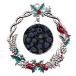 Blackberry Fruit, Fruit Metal X mas Wreath Holly leaf Ornament Front