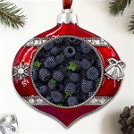 Blackberry Fruit, Fruit Metal Snowflake And Bell Red Ornament Front